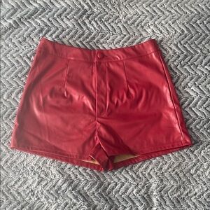 SHEIN Women’s Red Leather Shorts NWOT